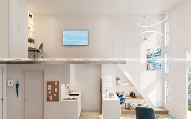 Phòng Duplex với thiết kế hai tầng hiện đại và không gian rộng rãi