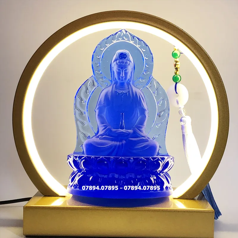 Tượng Phật Quan Âm lưu ly xanh biển giá rẻ phong thủy 2026