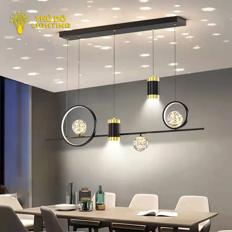 Bộ đèn thả trang trí hiện đại với thiết kế 5 bóng tinh tế cho phòng ăn