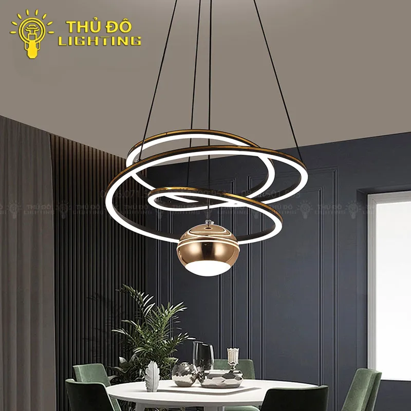 Đèn thả với thiết kế vòng xoắn ốc ôm trọn bóng đèn