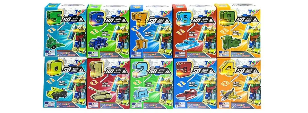 Đồ chơi số biến hình robot LS80 với 10 con số có thể biến thành mô hình robot và phương tiện