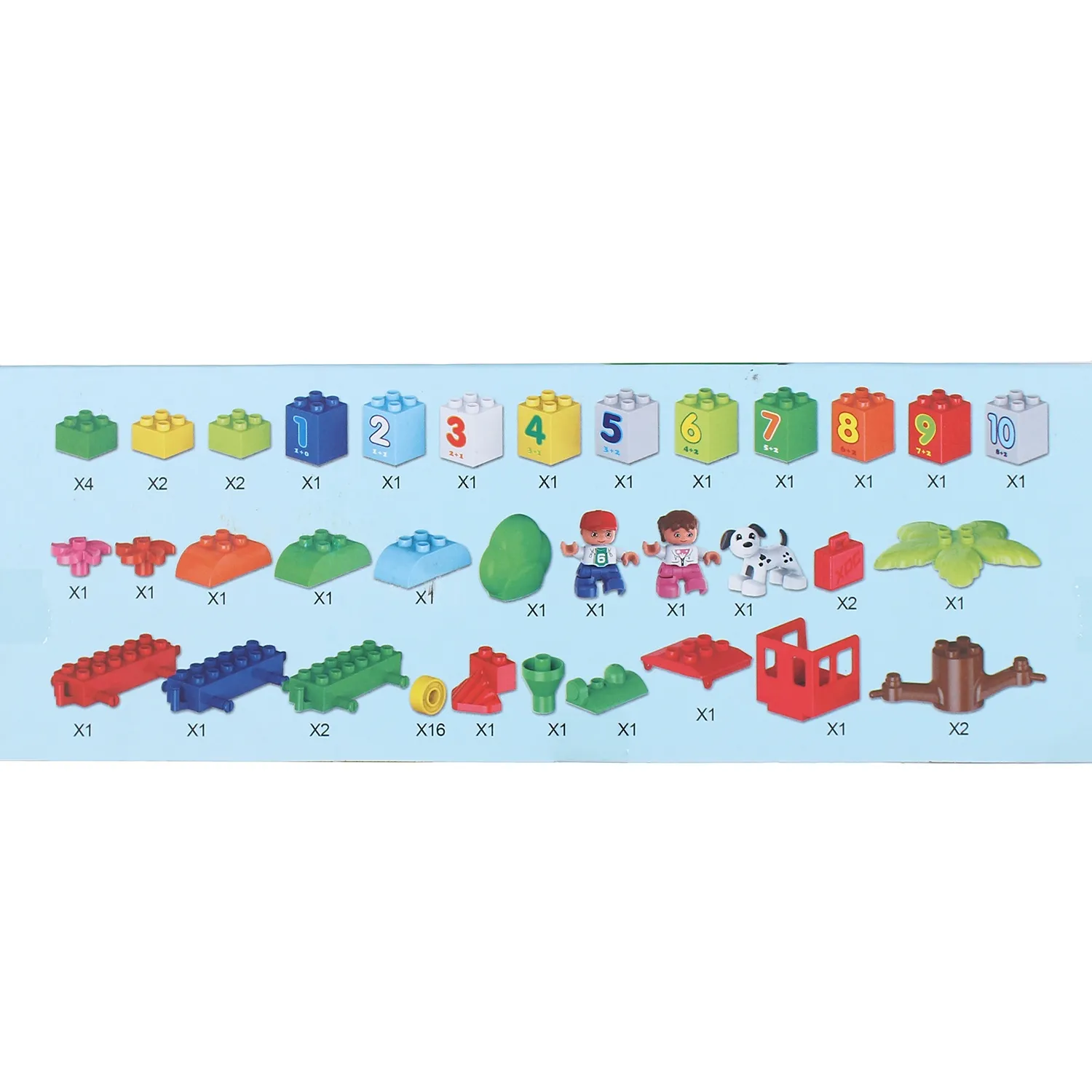 Chi tiết các bộ phận lắp ráp của mô hình tàu hỏa với nhiều màu sắc