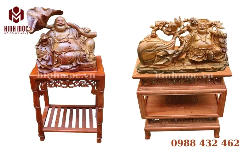 Đôn gỗ kê tượng phật hình chữ nhật đẹp