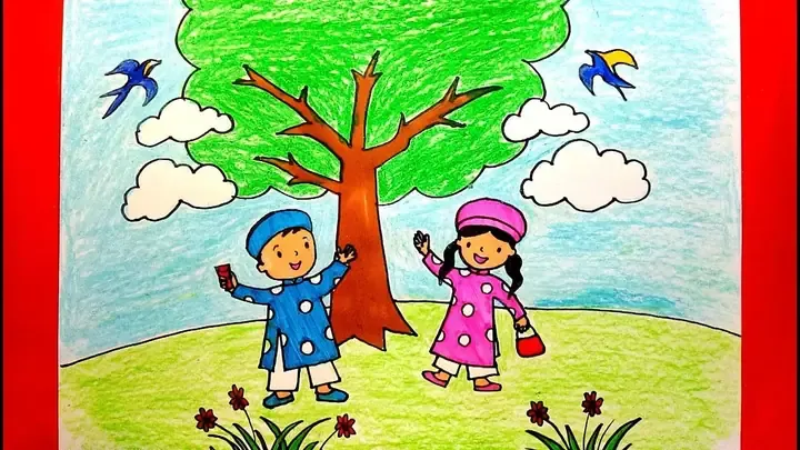 Dụng cụ cần thiết để thực hiện các mẫu tranh vẽ ngày tết đơn giản