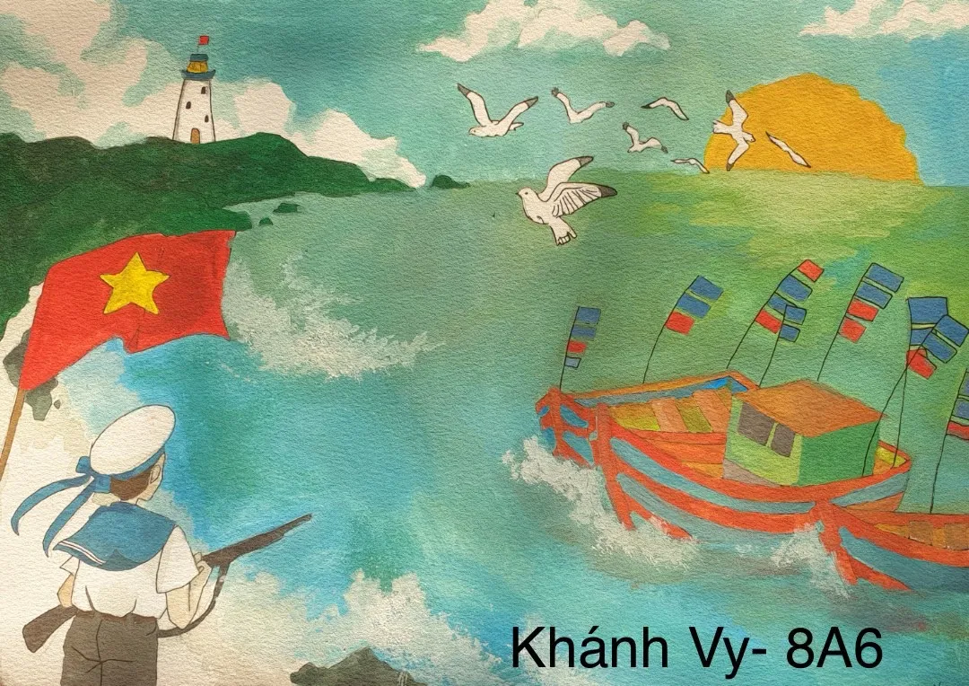 Giáo viên hướng dẫn học sinh hoàn thiện tác phẩm tranh vẽ