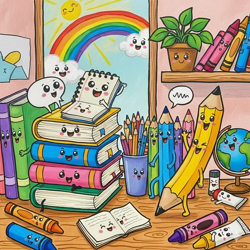 Góc học tập của em trong tranh