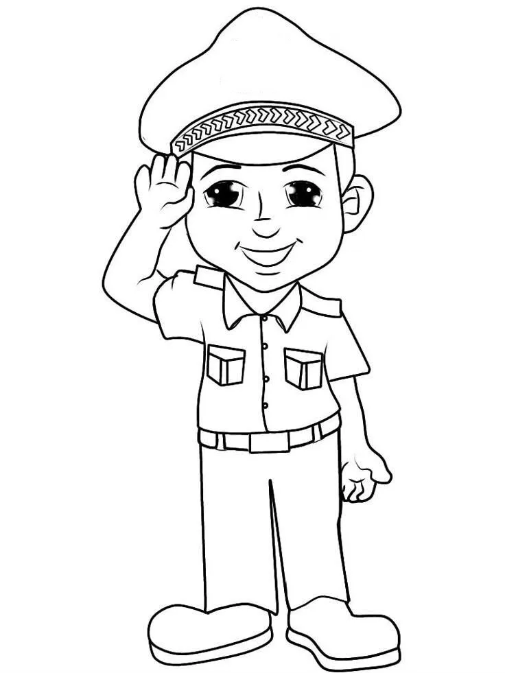 Chú bộ đội với nét vẽ đơn giản