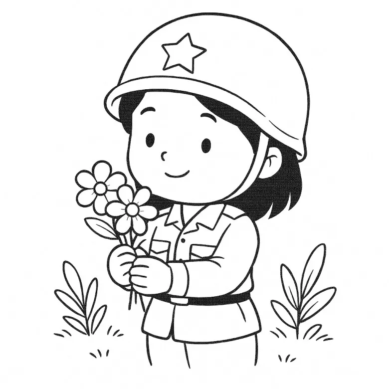 Chú bộ đội đứng nghiêm với súng