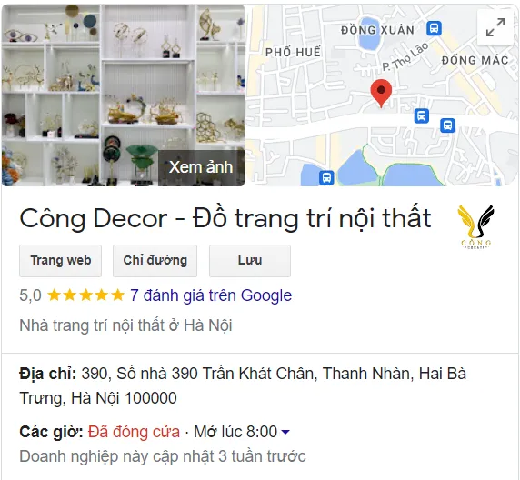 Cửa hàng bán đồ decor trang trí nội thất Công Decor