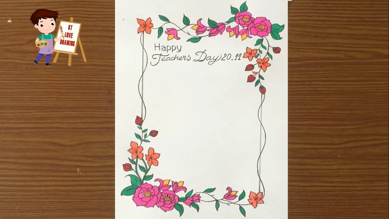 Hãy cùng thưởng thức bức tranh vẽ trang trí khung tập san 20/11 đầy màu sắc và tinh tế. Với những họa tiết, mẫu hoa và lá cùng những chi tiết tỉ mỉ được vẽ trên khung tập san, bạn sẽ cảm nhận được sự tươi vui trong không gian ngày lễ trọng đại này.