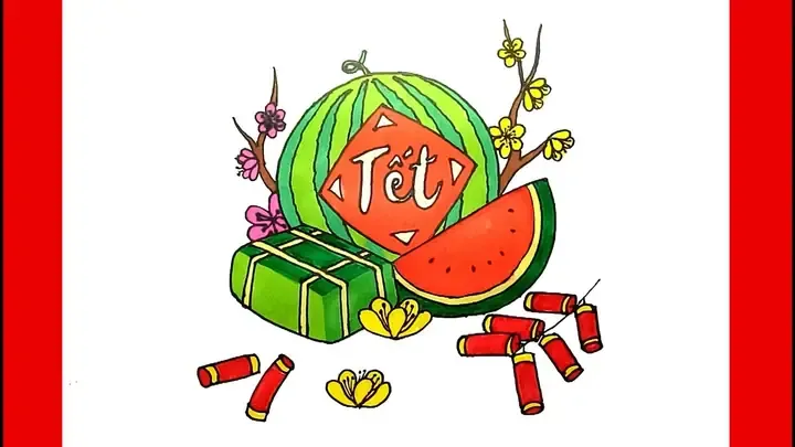 Hiệu ứng lấp lánh trong tranh vẽ ngày tết đơn giản cho học sinh