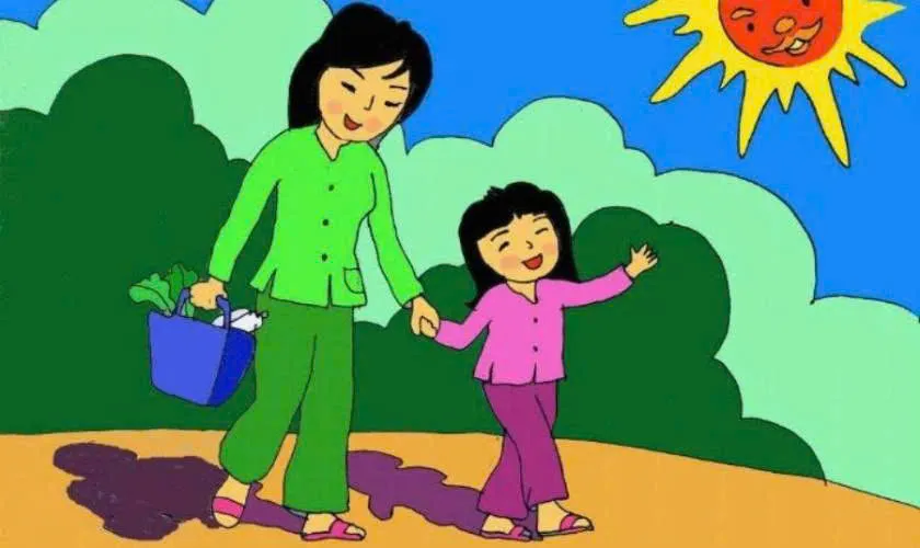 Hình ảnh bé vẽ tranh tặng mẹ đơn giản cho học sinh tiểu học