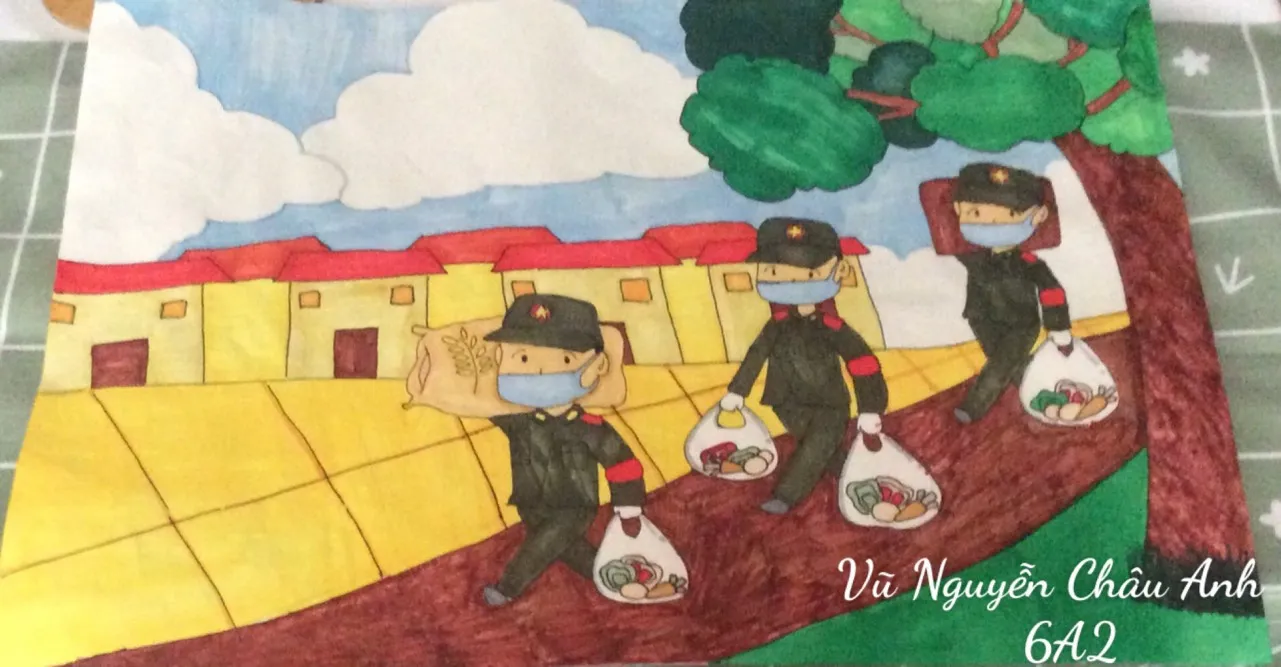 Hình ảnh bộ đội bảo vệ chủ quyền biển đảo qua nét vẽ học sinh