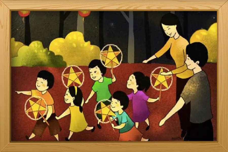 Hình ảnh các bạn nhỏ vui chơi đêm trung thu bên gia đình thân yêu