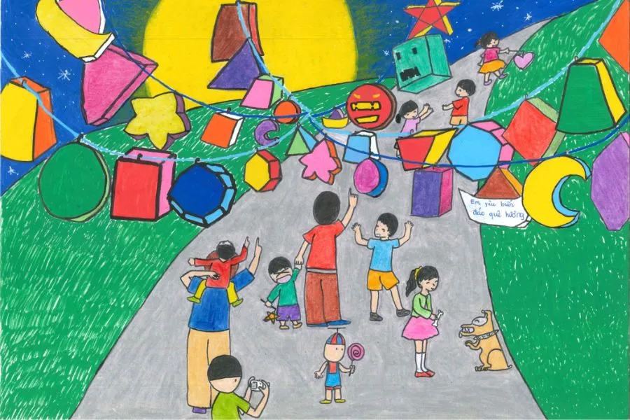 Hình ảnh các bé vui chơi dưới ánh trăng rằm tháng Tám