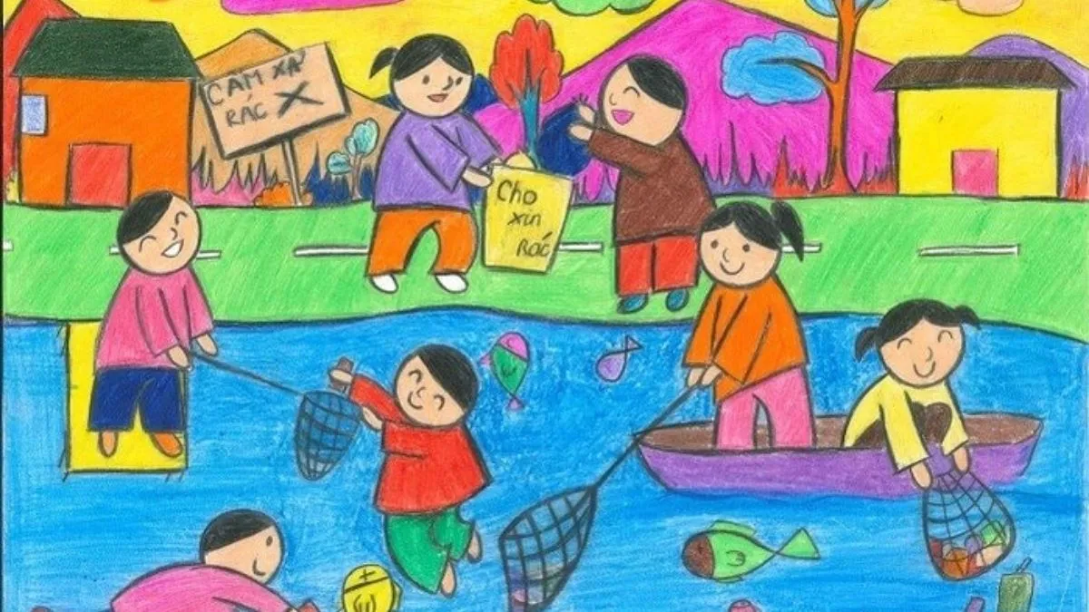 Hình ảnh tranh vẽ bảo vệ môi trường đẹp nhất mô tả đại dương không rác thải