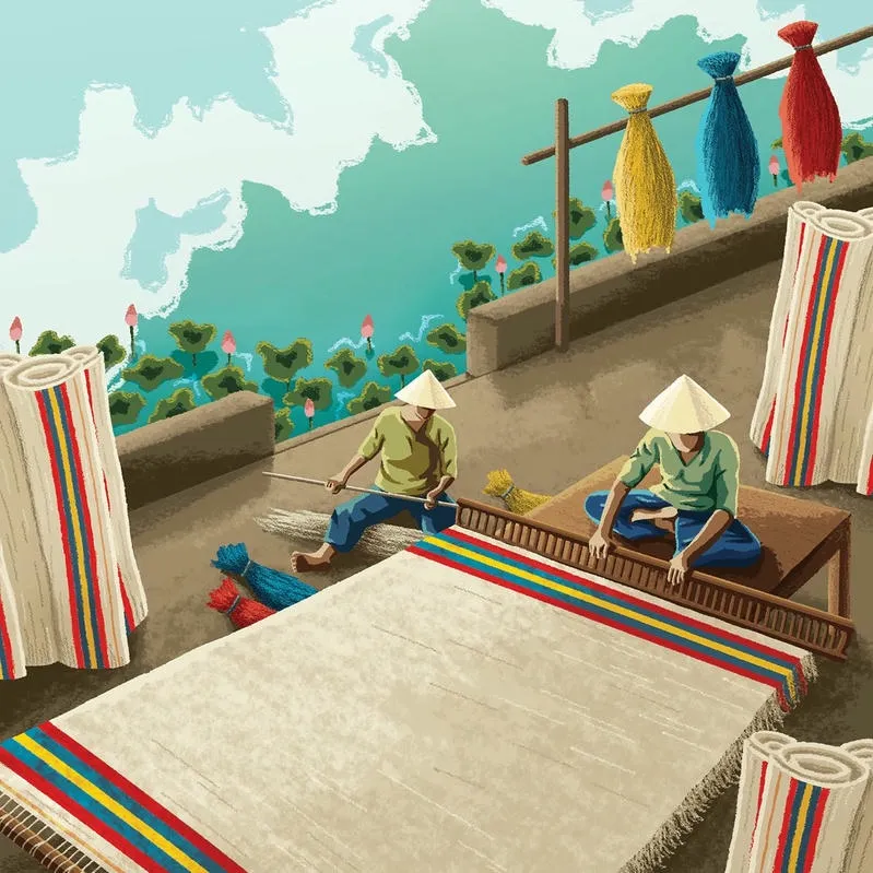 Hình ảnh tranh vẽ làng nghề truyền thống thủ công mỹ nghệ tinh xảo