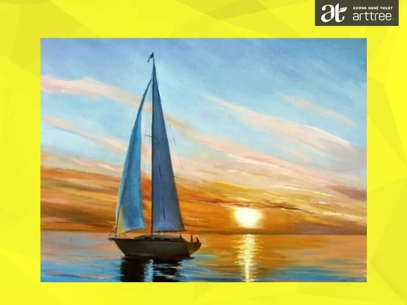 Tranh vẽ thuyền trên biển