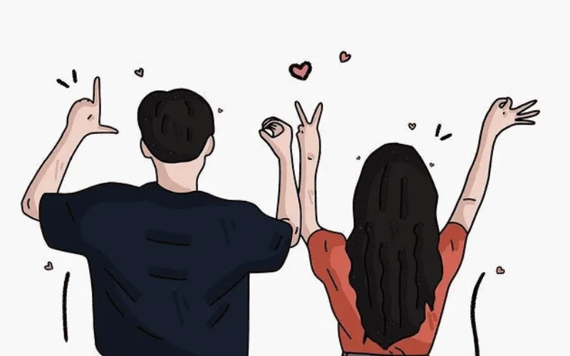 Valentine couple với họa tiết trái tim