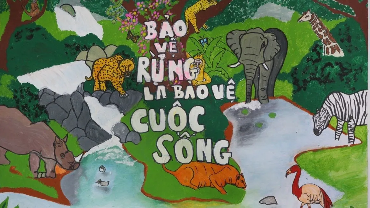 Hình nền vẽ tranh bảo vệ môi trường đẹp nhất về sự sống hoang dã