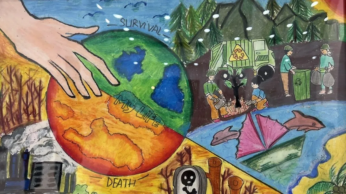 Hình vẽ tranh bảo vệ môi trường đẹp nhất mô tả vẻ đẹp thiên nhiên