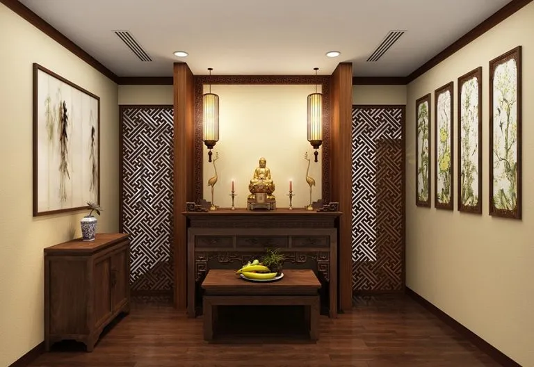 Phòng thờ hiện đại với gam màu nhẹ nhàng