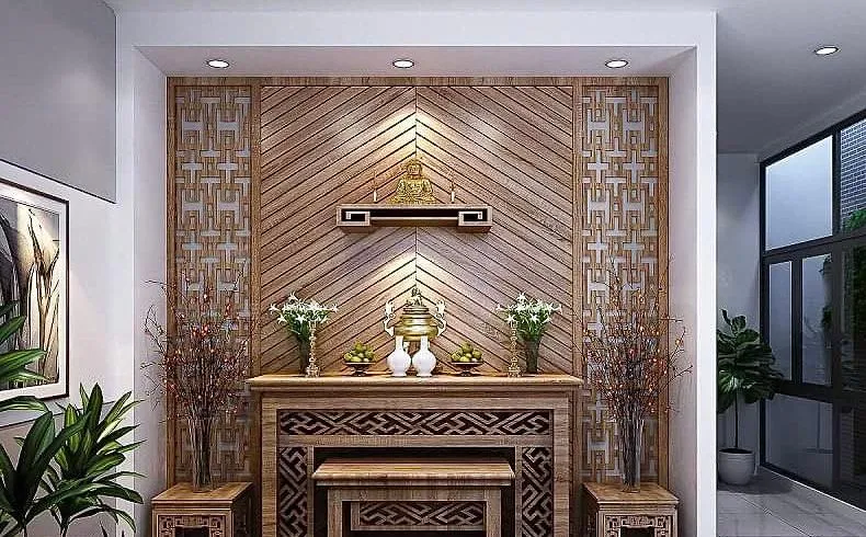 Phòng thờ phong cách hiện đại tối giản