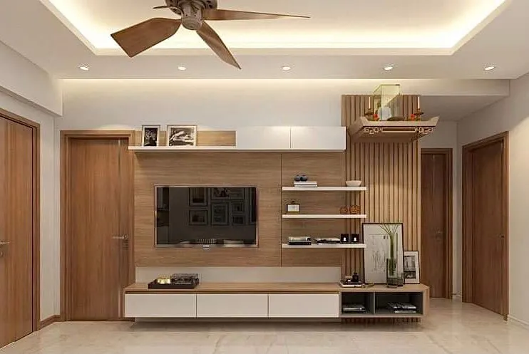 Bàn thờ kết hợp phòng khách tiết kiệm không gian