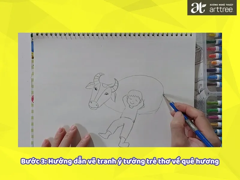 Hoàn thiện chi tiết con vật khi học hướng dẫn vẽ tranh ý tưởng trẻ thơ