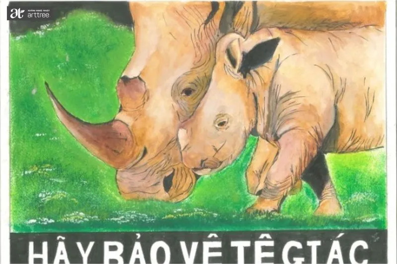 Học sinh tham gia vẽ tranh để nâng cao nhận thức bảo vệ môi trường