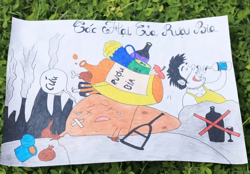 Học sinh tích cực tham gia vẽ tranh về tệ nạn xã hội 26