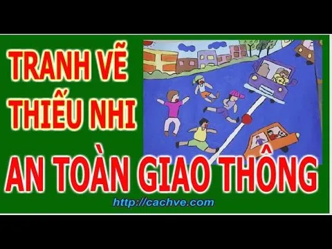 Học sinh tiểu học đang say mê hoàn thiện bức tranh về chủ đề an toàn đường bộ