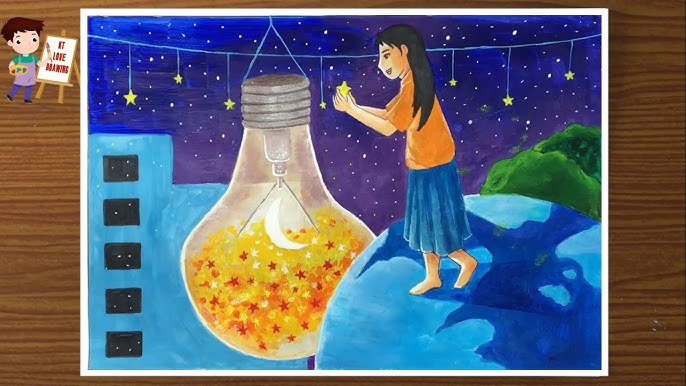 Vẽ tranh chủ đề tiết kiệm năng lượng: Kiến tạo tương lai xanh