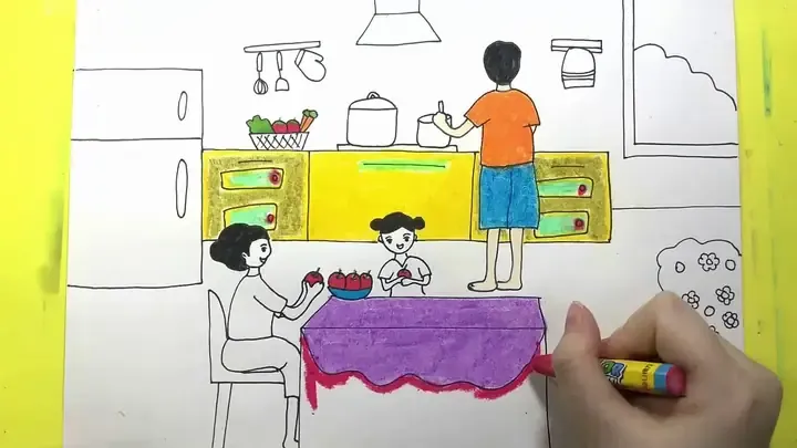 Hướng dẫn cách vẽ biểu cảm nhân vật trong tranh vẽ sinh hoạt gia đình