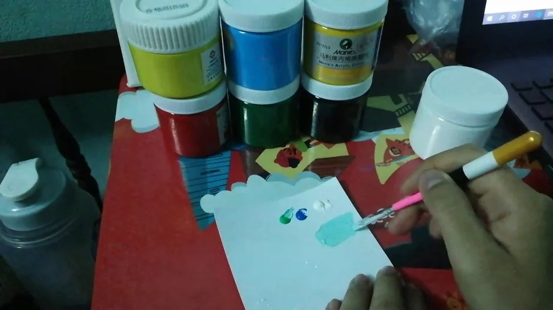 Hướng dẫn pha màu xanh ngọc bằng màu Acrylic