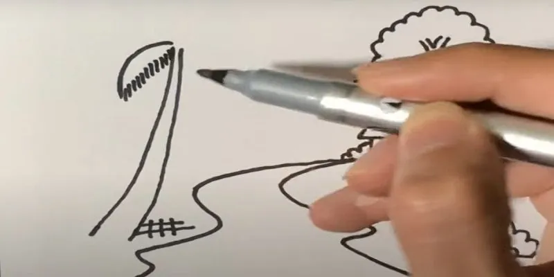 Hướng dẫn vẽ tàu lá dừa đầu tiên với kỹ thuật gạch nét nhỏ