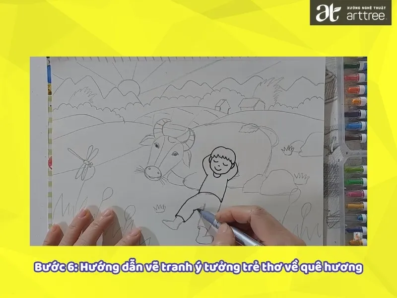 Kết quả hoàn thiện rực rỡ từ hướng dẫn vẽ tranh ý tưởng trẻ thơ quê hương