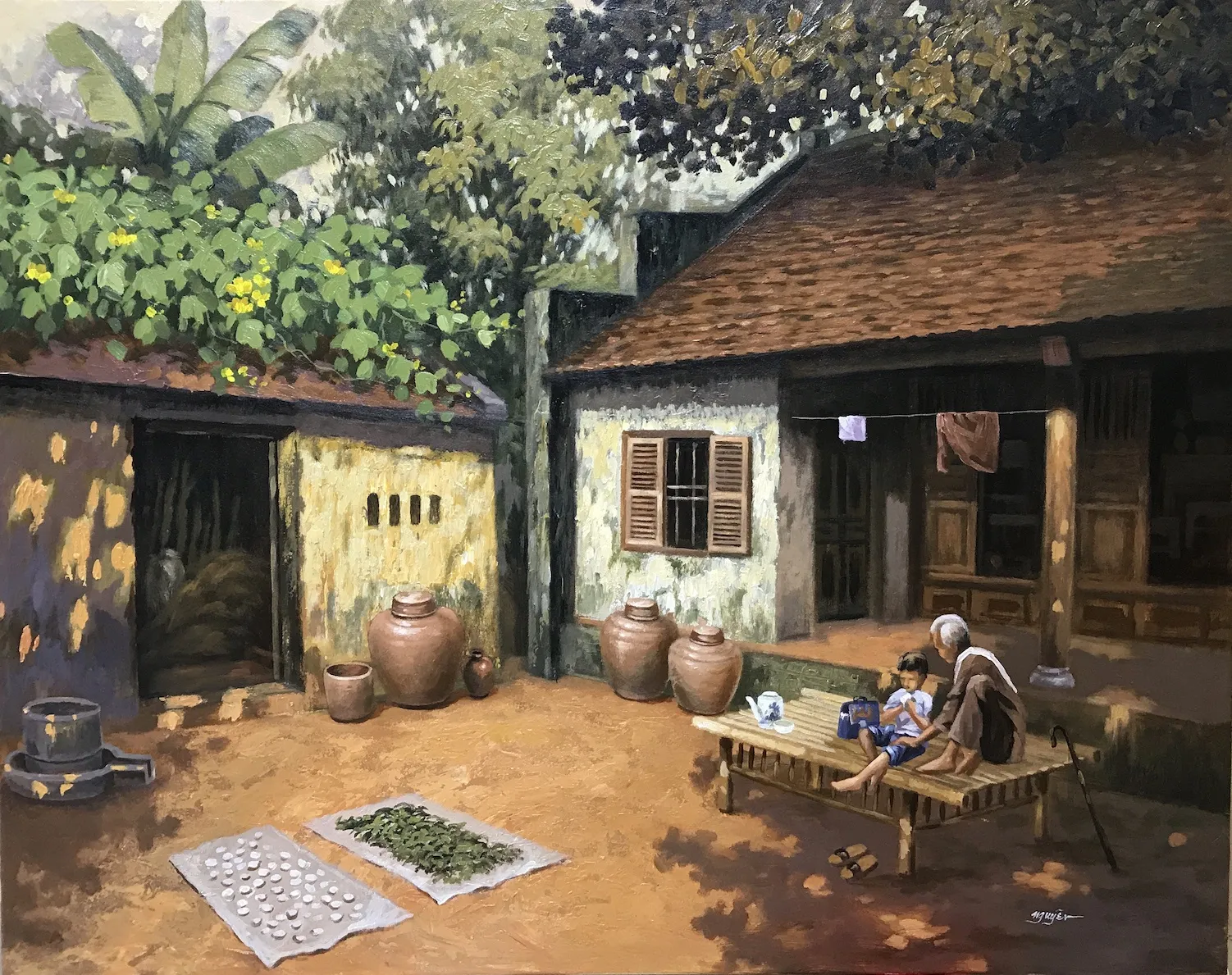 Khoảnh sân nhỏ trước nhà chứa đựng bao kỷ niệm tuổi thơ