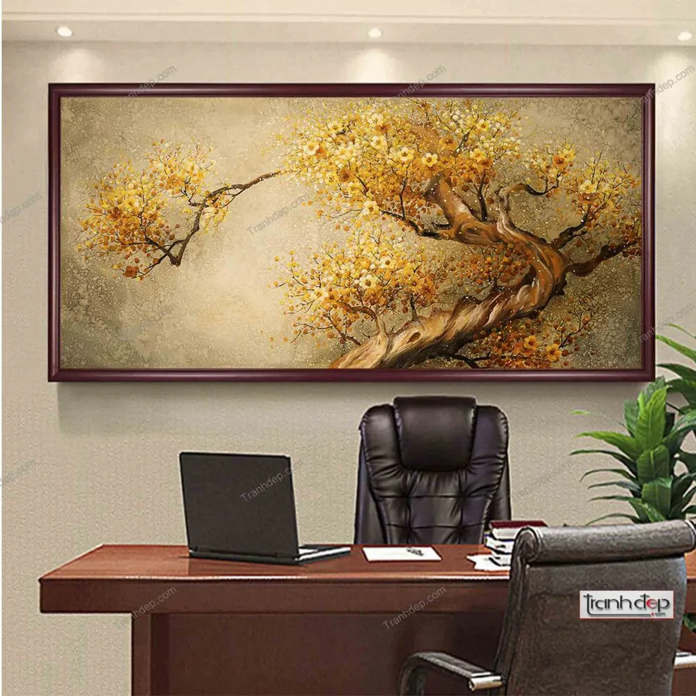 Không gian văn phòng trở nên đẳng cấp hơn với tranh vẽ hoa mùa xuân