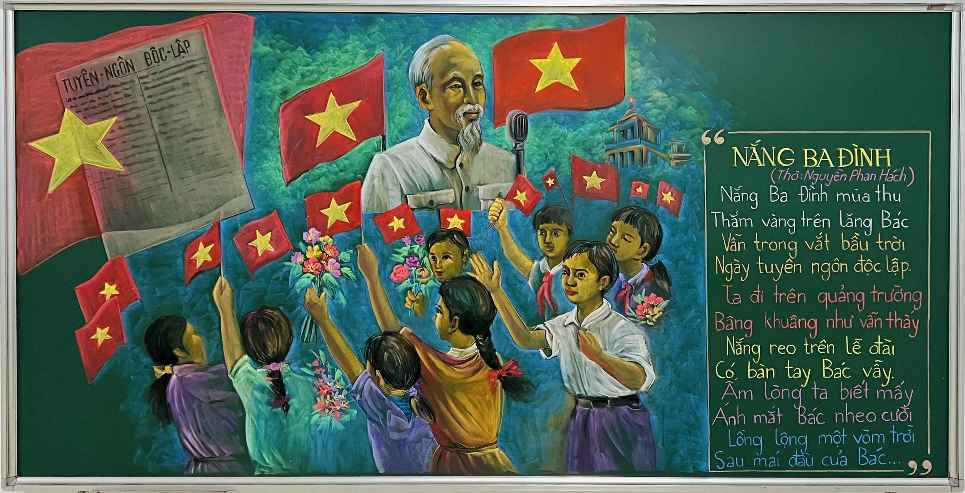 Không khí ngày độc lập rực rỡ qua bức tranh vẽ quốc khánh sống động