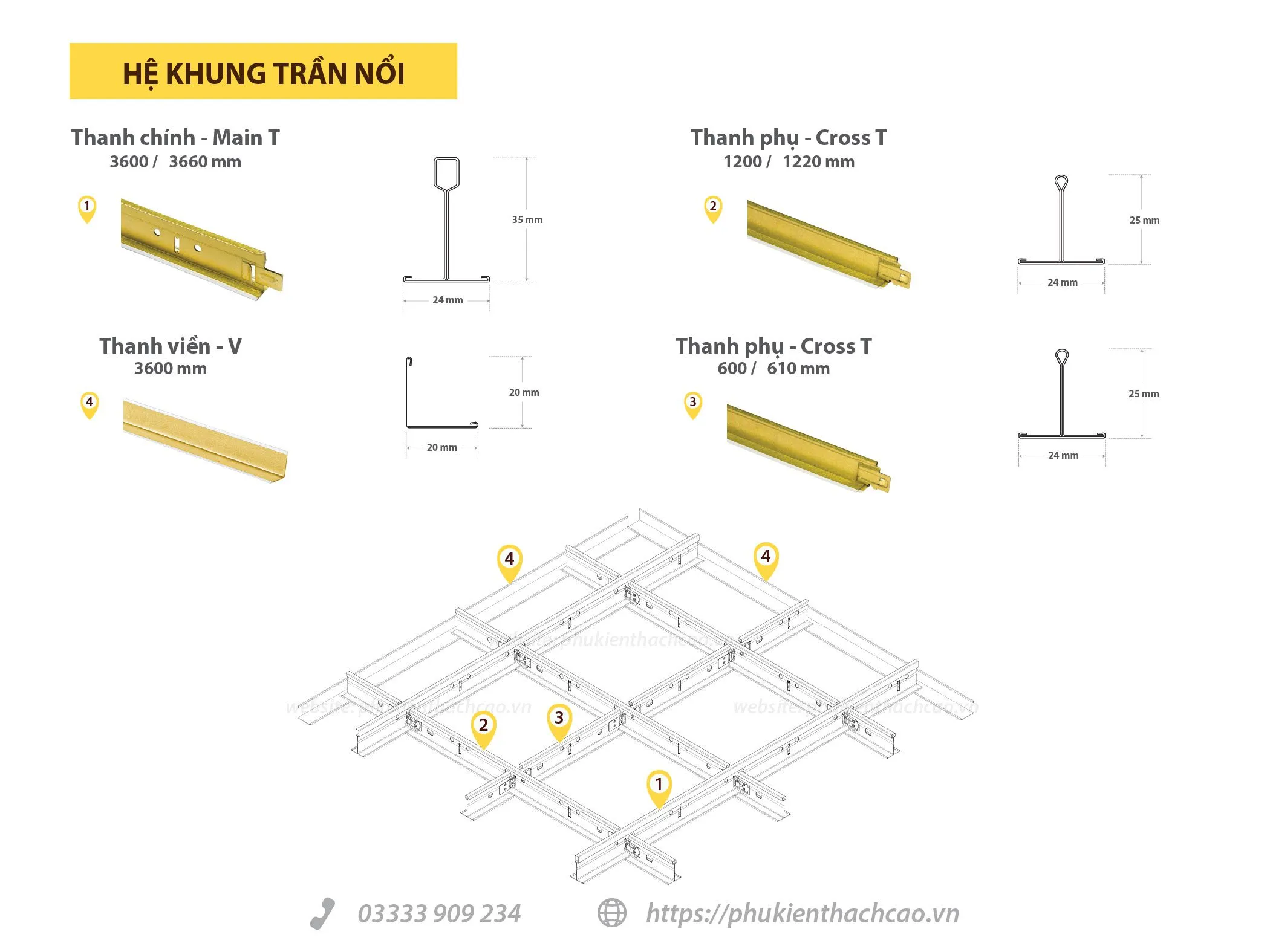 Hình ảnh thực tế thi công khung xương trần thả nổi cho công trình thạch cao hiện đại sử dụng thanh chính đạt chuẩn