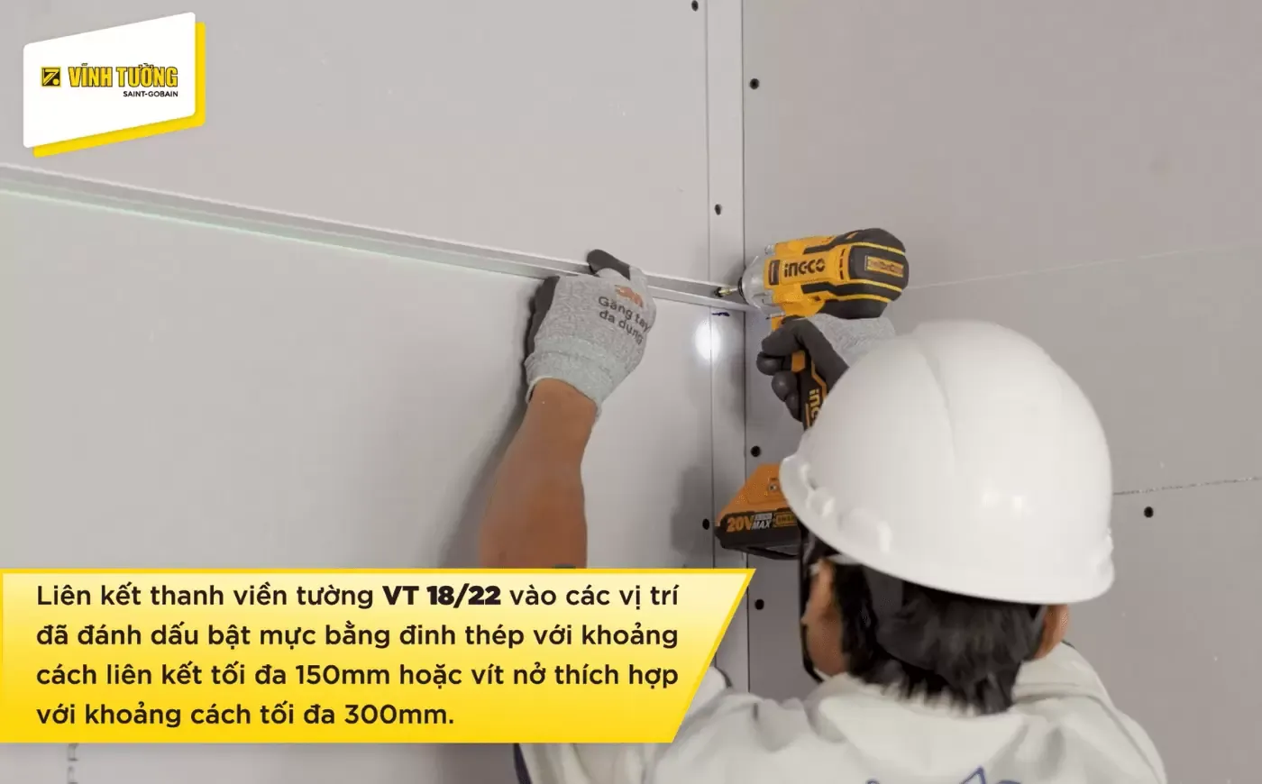 Cách bắn vít cố định tấm thạch cao Gyproc vào khung xương thép mạ kẽm