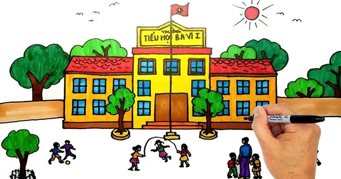 Kỹ thuật tô màu vẽ tranh đề tài ngôi trường mơ ước của em