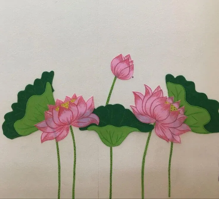 Kỹ thuật vẽ hoa sen hồng rực rỡ trong tranh vẽ đầm sen đơn giản