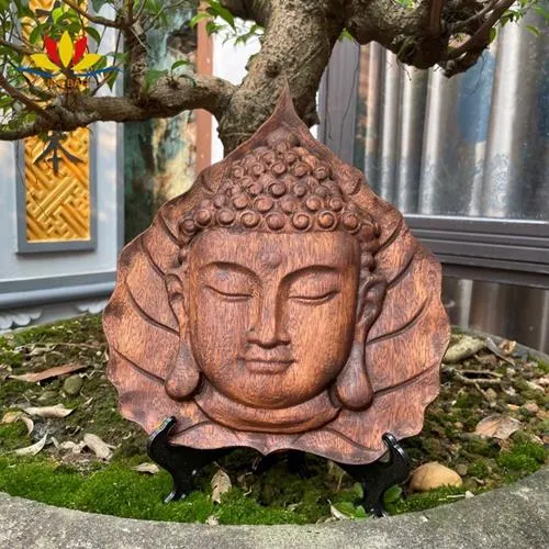 Lá bồ đề phong thủy bằng gỗ khắc thủ công nghệ thuật