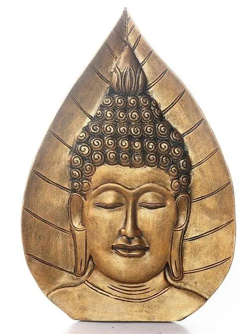 Vật phẩm lá bồ đề phong thủy mặt Phật dát vàng tinh xảo