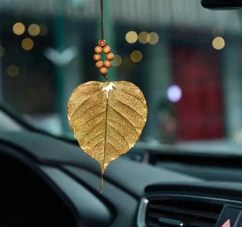 Dây treo xe ô tô hình lá bồ đề phong thủy cầu bình an