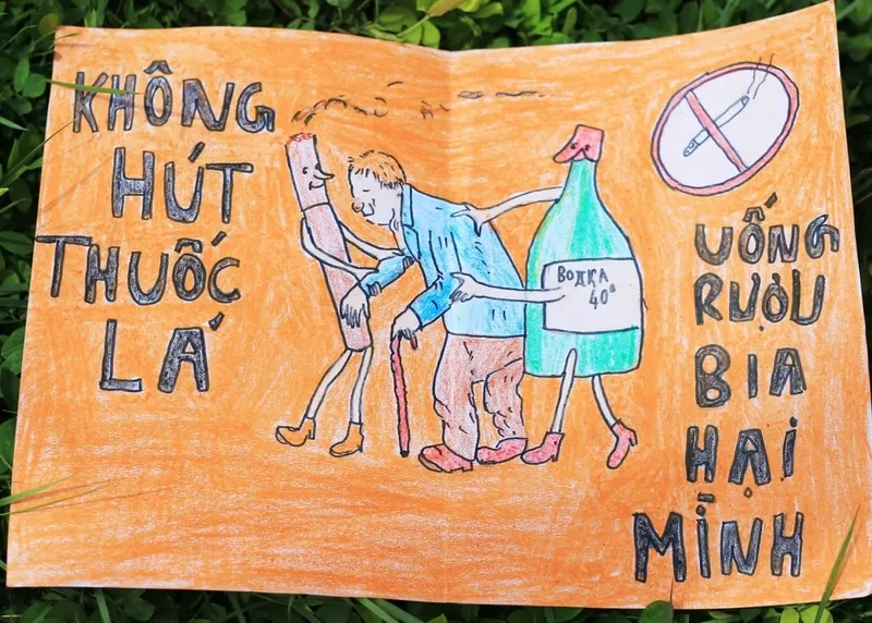 Lên án hành vi qua vẽ tranh tệ nạn xã hội rượu bia