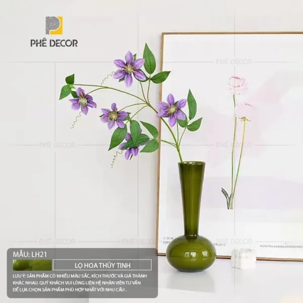 Bình gốm miệng hẹp phù hợp cho các loại hoa cành dài