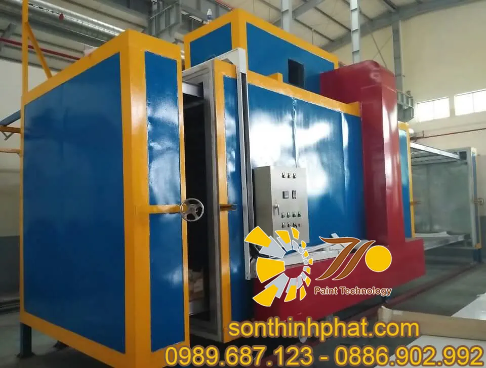lò sấy theo mẻ trong hệ thống sơn tĩnh điện thủ công